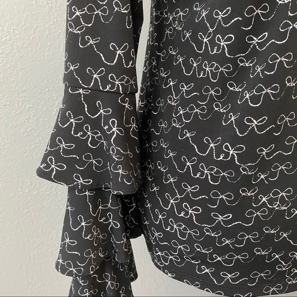 CeCe Danity Tiered Ruffled Bell Sleeve Bow Blouse - Picture 9 of 11
